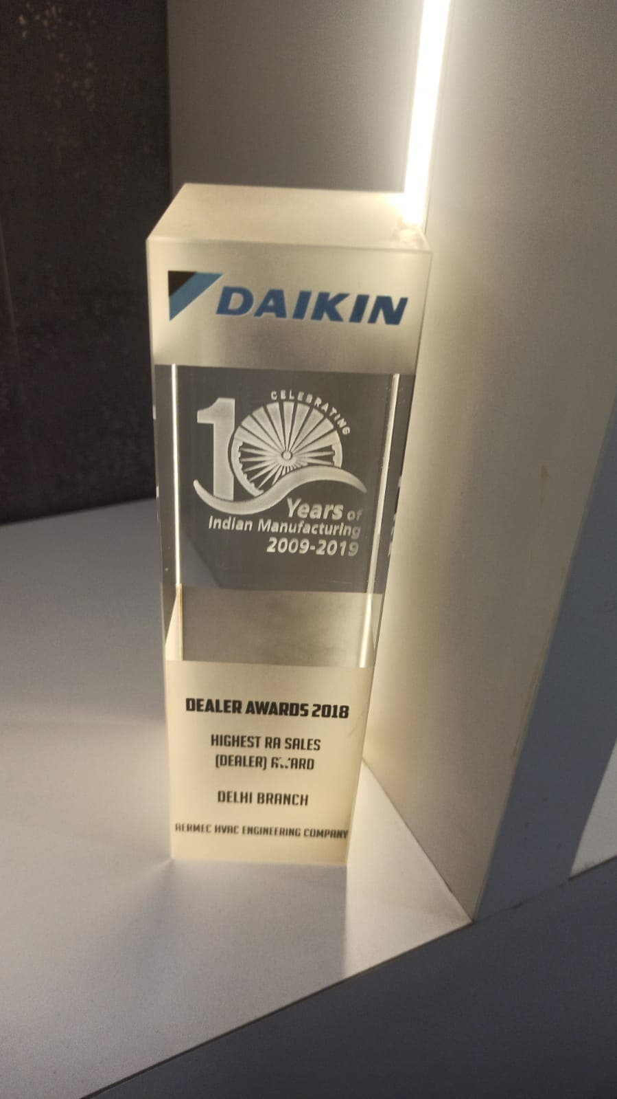 Daikin Dealer Awards — Highest RA Sales (Dealer) Awards