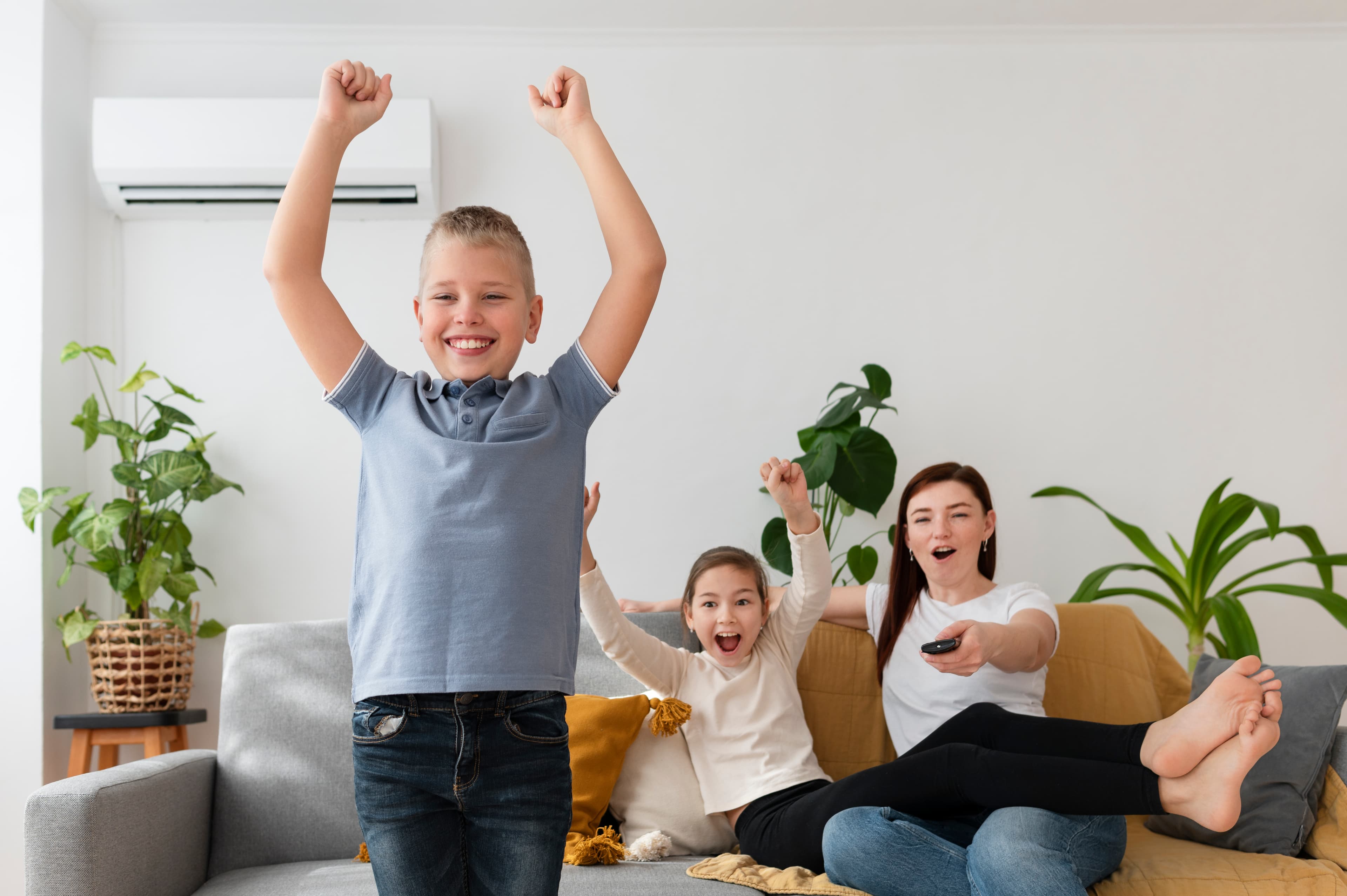 Family enjoying a comfortable home environment